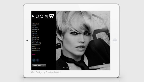 Room 97 website on ipad