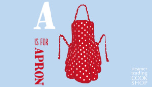 Steamer Trading illustration of Apron - - one of a set of Cookware illustrations for Steamer Trading Cookshop designed by Toop Studio