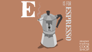 Steamer Trading illustration of Bialetti Moka Express stovetop coffee maker by Shadric Toop