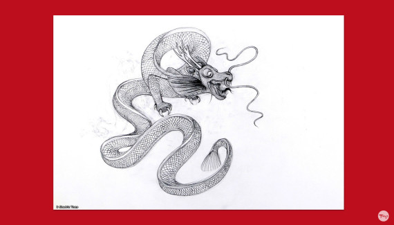 Preparatory drawing of chinese dragon by Shadric Toop