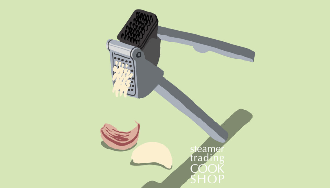 Steamer trading Cookshop illustration garlic press by Toop Studio