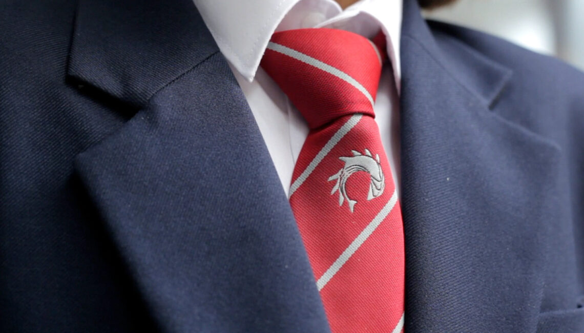 Varndean School logo on uniform tie