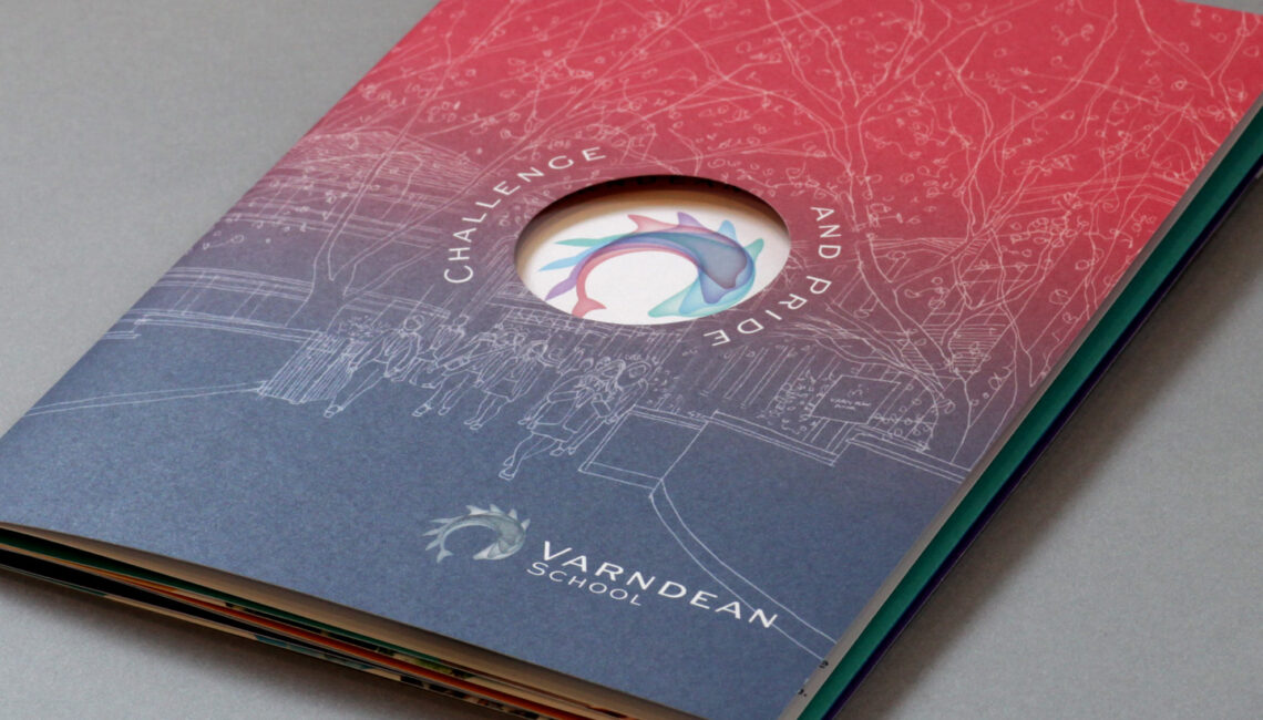 Varndean School printed die cut prospectus which doubles up as a poster