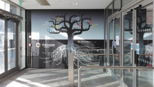 Wellington Academy School wall in the foyer featuring a tree which explains the school's learning ethos based on the multiple intelligence theory of Howard Gardner