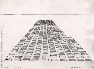 236 dead soldiers shown as a grid of coffins pencil illustration