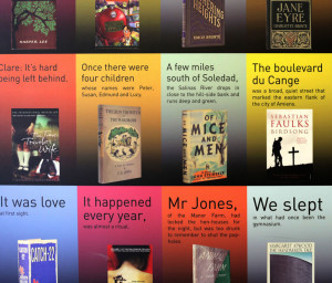 School wall graphic - Top 100 books - English department - Wellington Academy