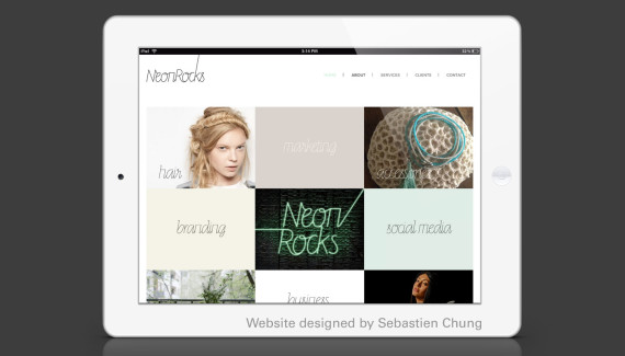 Neon Rocks website ipad designed by Seb Chung