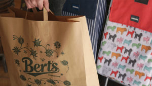 Store branding - Bert's Homestore Packaging Brown Paper Bag - detail