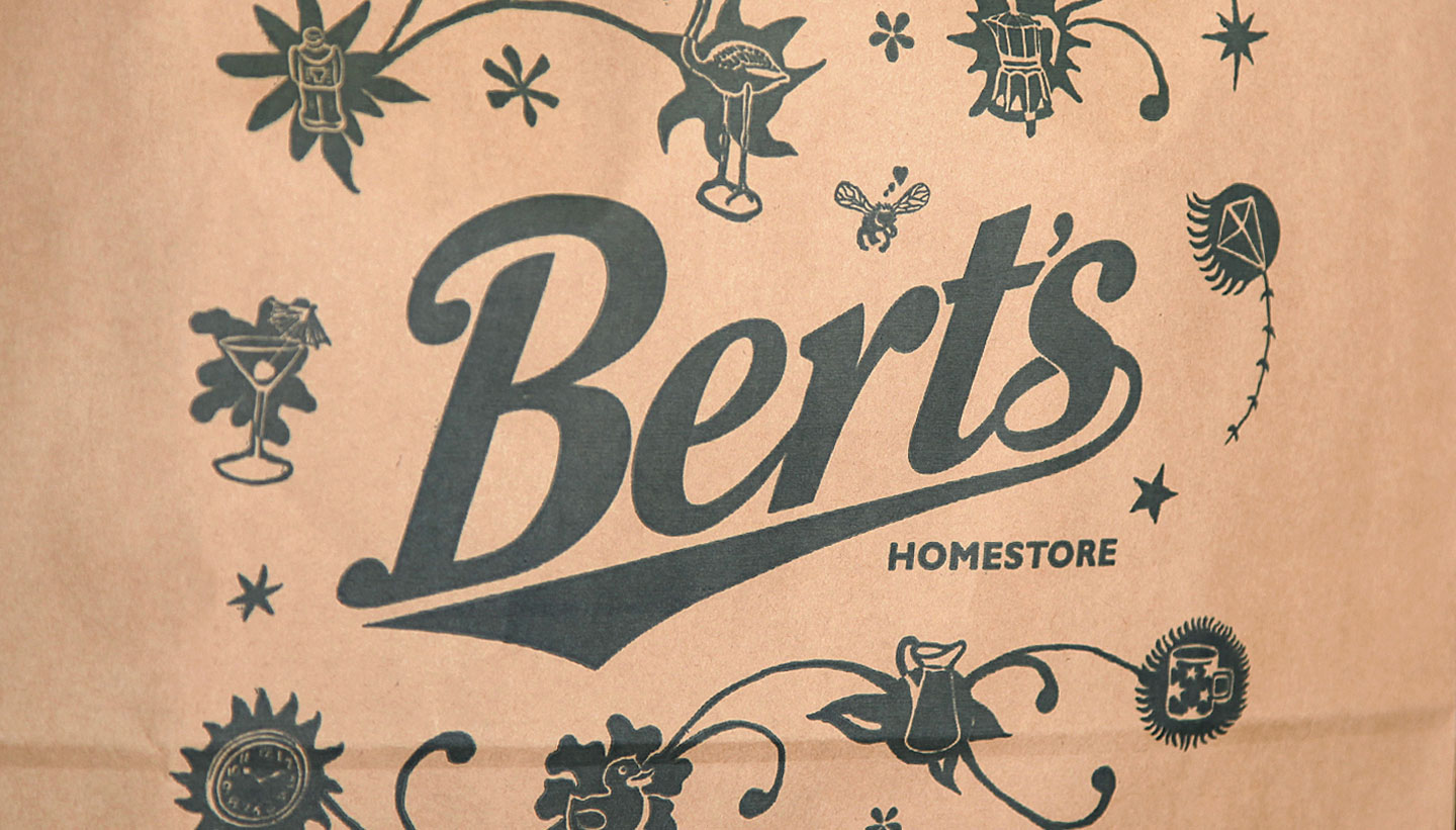 Store Branding - Bert's Homestore brown paper bag