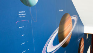 School wall graphic mural design showing Saturn