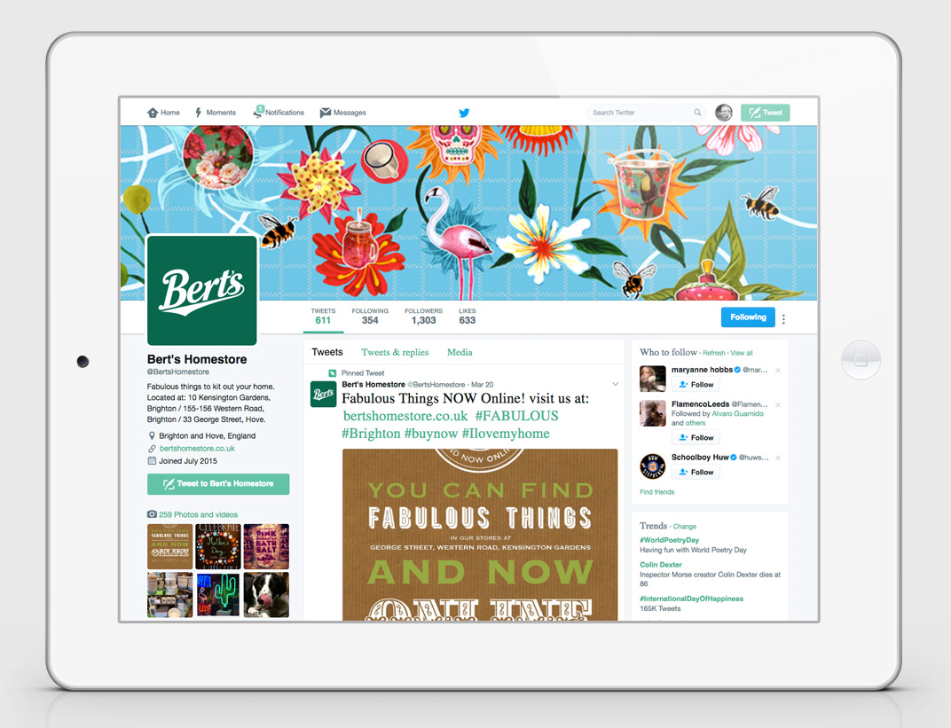 Berts Homestore- Facebook social media - Part of a brand refresh by Toop Studio