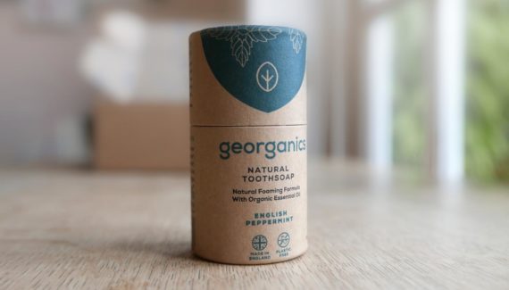 Georganics zero waste packaging toothsoap tube designed by Toop Studio