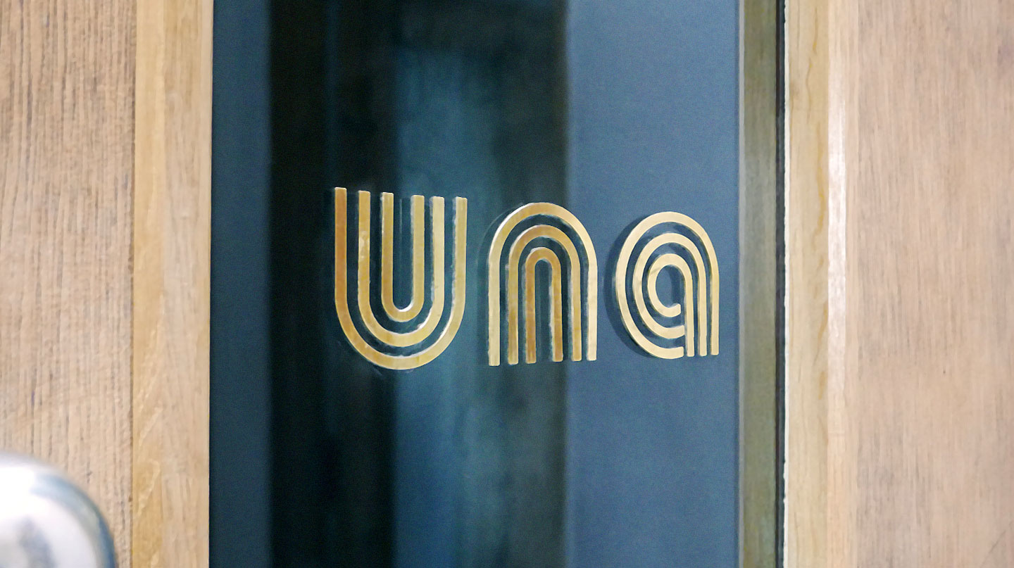 Hotel Una Logo on Door - Designed by Toop Studio