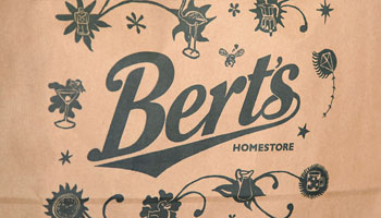 Berts Independent store branding - brown paper bag Thumbnail