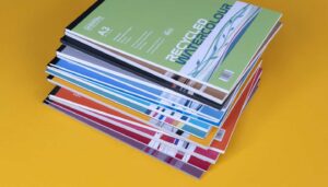 Seawhite Art Pads showing a stack of pads with recycled watercolour pad on the top of the pile - Packaging by Toop Studio
