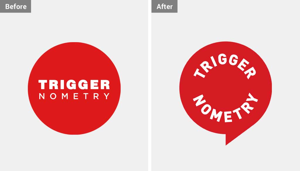 Triggernometry logo - before and after comparison