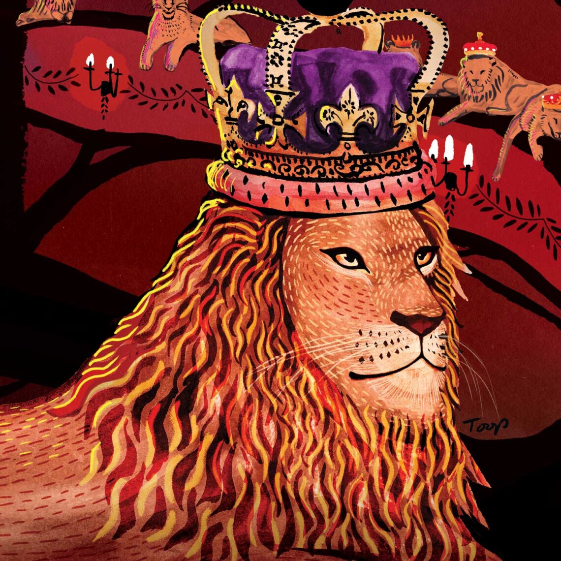 Grange Park Opera 2023 Season - detail 2, featuring an illustration of a lion wearing a crown