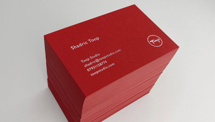 Toop Studio - Red Business Cards with white foil text