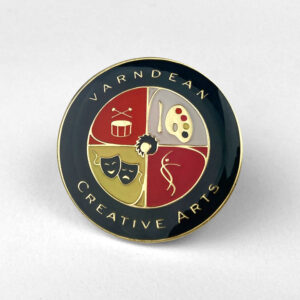 School Badges - Creative Arts showing 4 quadrants, the first is a drum, the second is a palette of paints, the third shows drama masks and the fourth depicts a dancer - Toop Studio
