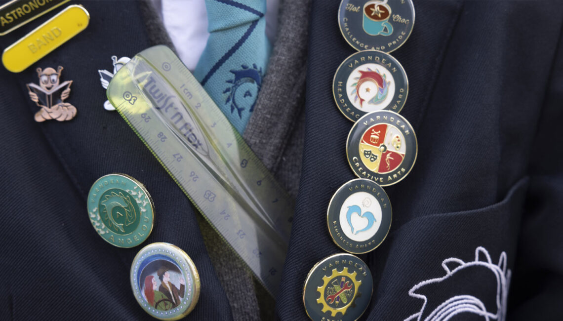 School badges worn by Varndean Student