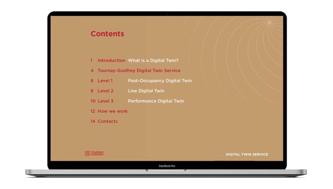 Tournay Godfrey - Engineering Presentation - Contents Page Design - Toop Studio
