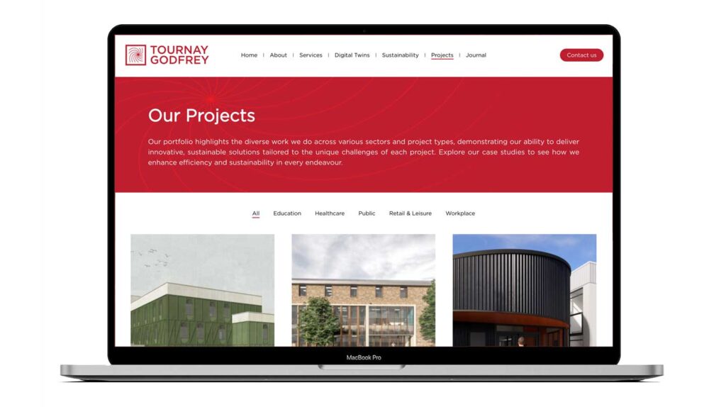 Branding and website design for Tournay Godfrey - Website Content Page - Toop Studio