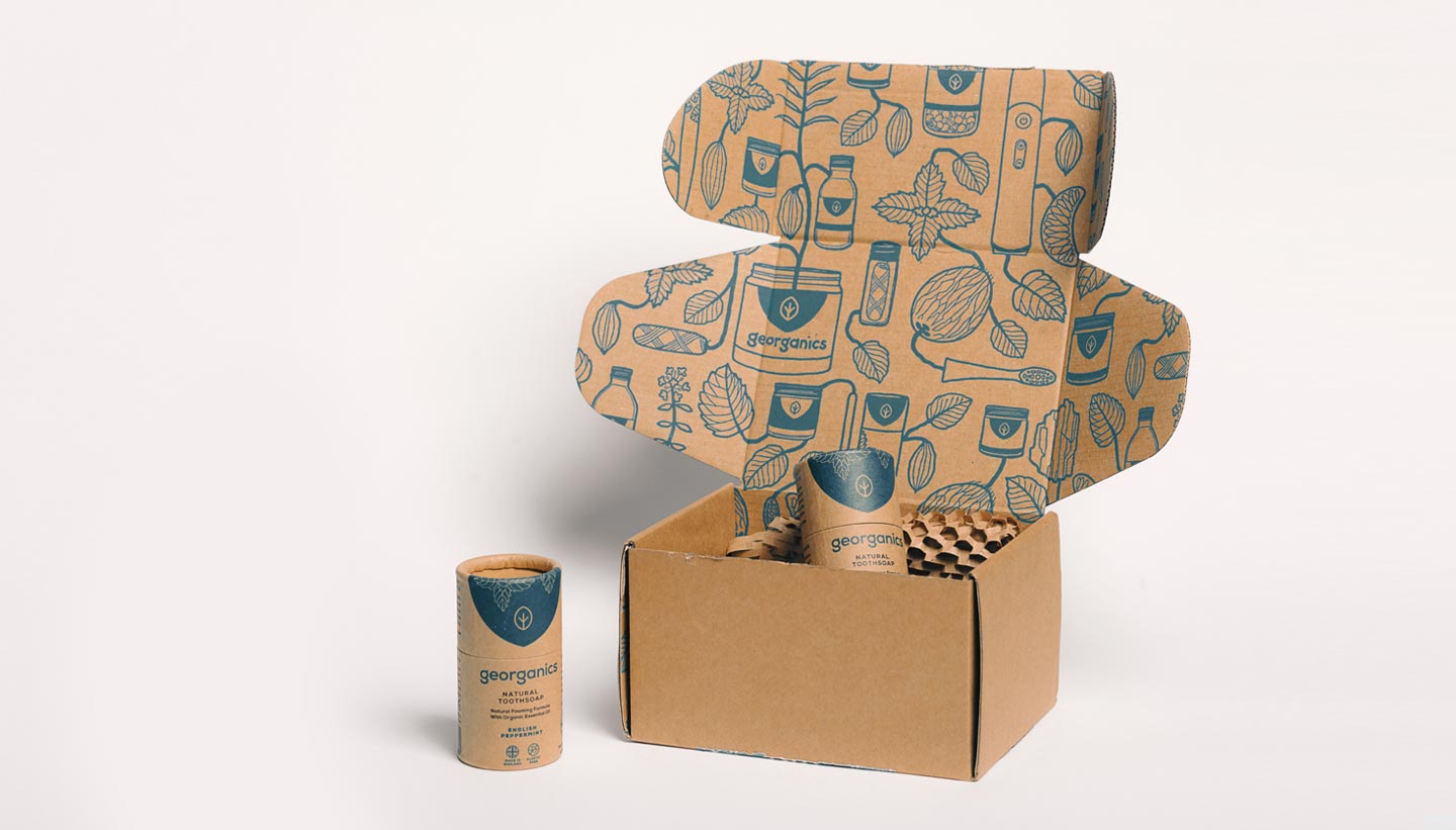 Georganics waste free packaging mailing box Toop Studio